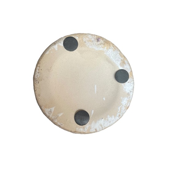 Rustic Ceramic Vase Crackle Glaze Scalloped Rim Farmhouse Shabby Chic 8" - Picture 5 of 6